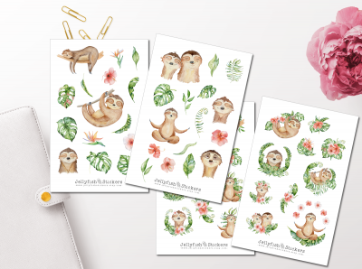 Verliebte Faultiere Sticker Set
